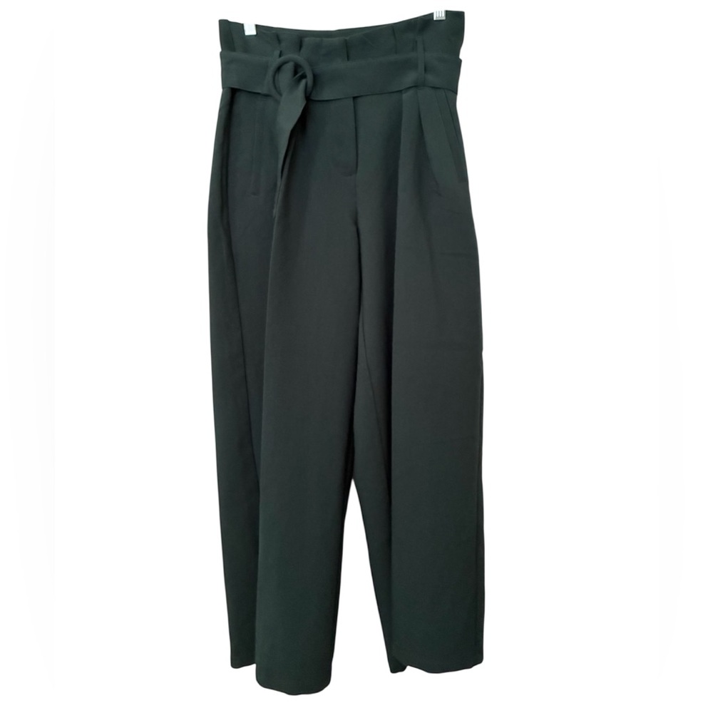 Adrianna Papell Jungle Green Belted Pleated Wide Leg  Pants Trousers High Rise